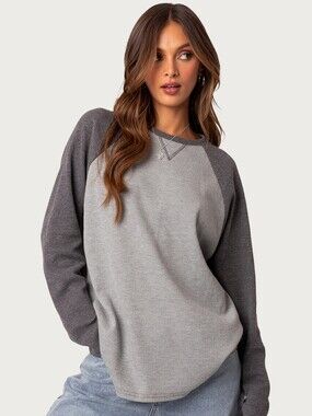 NWT Edikted™ Grey Long Sleeve Waffle Top- M
